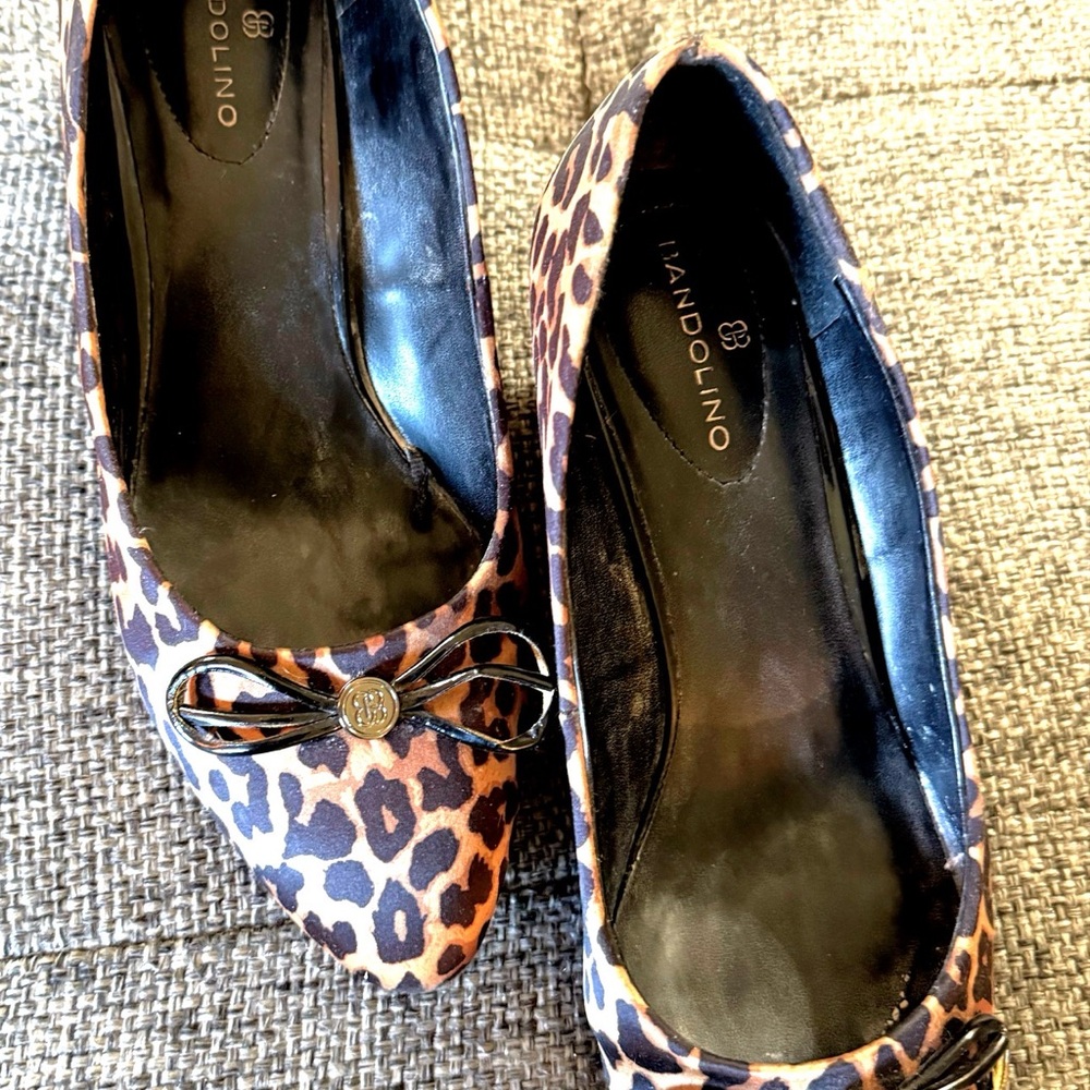 Bandolino Leopard Print Espadrilles with Black Bow